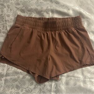 Avia Women’s Brown Athletic Running Shorts with Inner Liner – Size L (12–14)